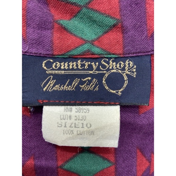Vintage Country Shop Marshall Fields Womens Shirt 10 Southwest Aztec Retro Boho - Picture 4 of 11